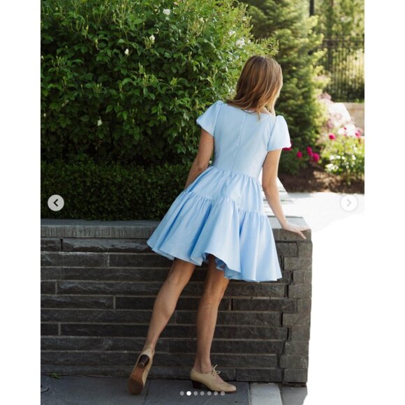 Chelsea Reece Plus 18/20 Wendy Dress Ingenue Blue w/ Puff Sleeves & Tiered Skirt - Picture 6 of 13